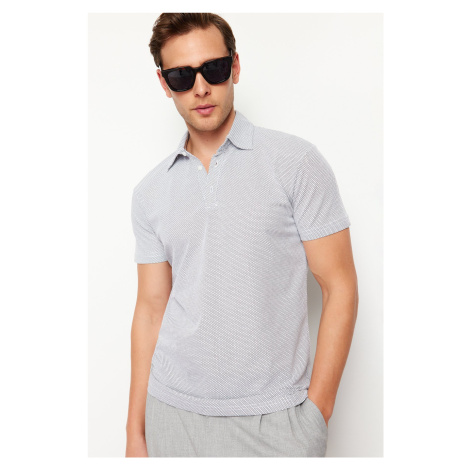 Trendyol White Regular/Normal Cut Textured Polo Neck T-shirt