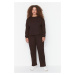 Trendyol Curve Brown Crew Neck Knitted Pajama Set