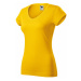 Dámske tričko s V-výstrihom zúžené, žltá