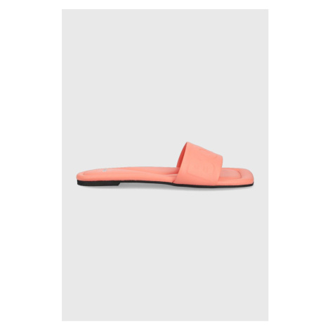 Kožené šľapky BOSS Addison Slide-hf dámske, ružová farba, Hugo Boss