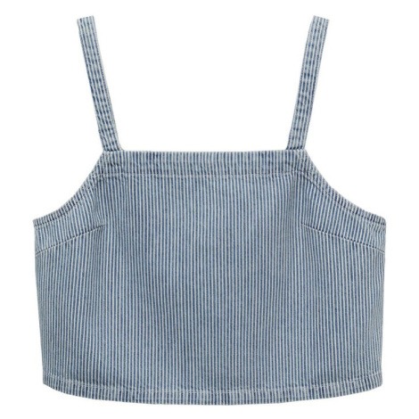 MANGO Top 'IBIZA'  modrá denim / šedobiela