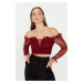 Trendyol Burgundy Frill Detailed Blouse