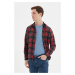 Trendyol Red Mens Slim Fit Shirt Collar Long Sleeve Lumberjack Plaid Shirt