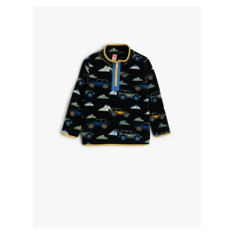 Koton Sweatshirt Stand-Up Collar Half-Zip Long Sleeves Print Detailed Pick-Up.