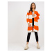 Dlhší voľný pletený kardigan - oranžová-smotanová -TW-SW-BI-M3022.29X-orange.ecru