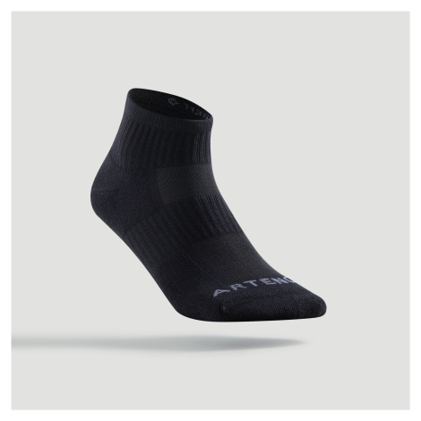 Športové ponožky RS500 stredne vysoké čierne 3 páry ARTENGO