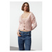 Trendyol Pink Openwork/Hole Crop Knitwear Cardigan