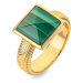 Hot Diamonds Pozlátený prsteň s malachitom a diamantom Jac Jossa Hope DR248 51 mm