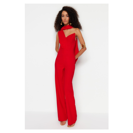 Trendyol Red Lined Woven Jumpsuit