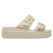 Dámske sandále na platforme (módna obuv) CROCS Brooklyn Snake Buckle Low Wedge vanilla multi