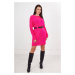 Sweater with a wide belt in pink neon color