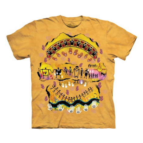 Pánske batikované tričko The Mountain - Domorodé umenie - žlté
