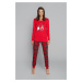 Women's St. Nicholas pyjamas, long sleeves, long legs - red/print