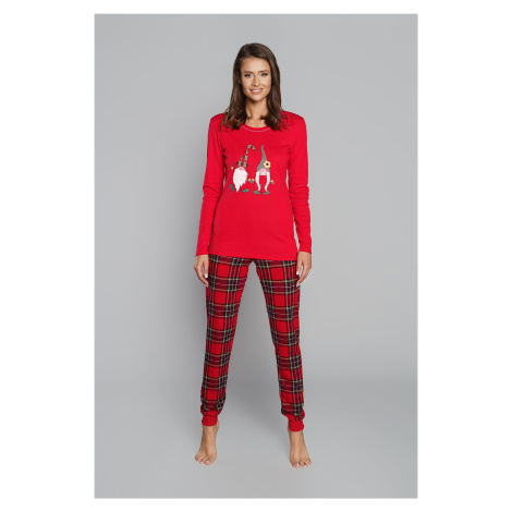 Women's St. Nicholas pyjamas, long sleeves, long legs - red/print Italian Fashion