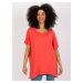 Coral oversized viscose basic blouse