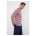 Trendyol Claret Red Oversize/Wide Cut Striped Crew Neck Long Sleeve T-Shirt