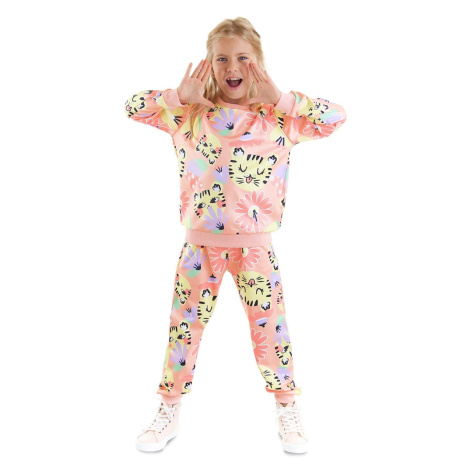 Denokids Floral Cat Girl Kids Tracksuit