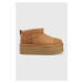 Semišové snehule UGG W Classic Ultra Mini Platform hnedá farba