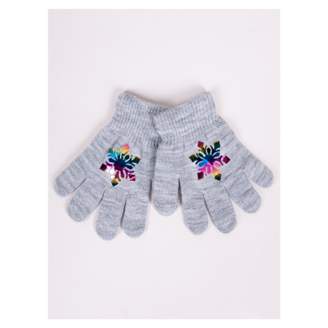 Yoclub Kids's Girls' Five-Finger Gloves With Hologram RED-0068G-AA50-006
