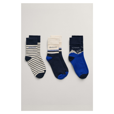 PONOŽKY GANT ALPINE JACQUARD SOCKS 3-PACK BOLD BLUE