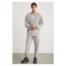 GRIMELANGE Alex Men's Knitted Crew Neck Relaxed Fit Elasticated Leg Light Gray Tracksuit Set