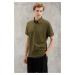 GRIMELANGE Eddie Men's Slim Fit 100% Cotton Khaki Polo Neck T-shirt