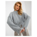 Grey loose asymmetrical sweater with holes from RUE PARIS