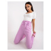 Purple high-waisted fabric trousers