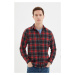 Trendyol Red Mens Slim Fit Shirt Collar Long Sleeve Lumberjack Plaid Shirt