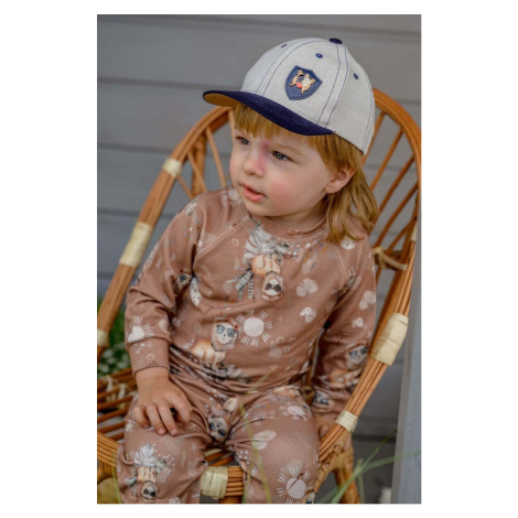 Detská bavlnená čiapka Jamiks TREFL béžová farba, s nášivkou