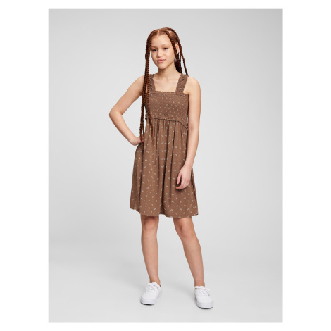 Hnedé dievčenské šaty Teen vzorované šaty GAP