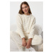 Trendyol Ecru Striped Lurex Yarn Detailed Wellsoft Winter Knitted Pajama Set