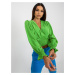 Light green formal blouse with puffed sleeves