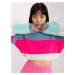 Blue and fluo pink wool oversize sweater