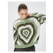Koton úpletový sveter so srdcom viacfarebný crew krk s dlhým rukávom.