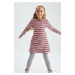 DEFACTO Girl's Striped Long Sleeve Ribbed Camisole Dress