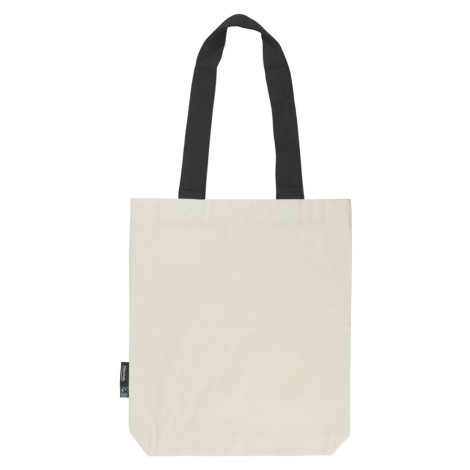Neutral Nákupná taška s farebnými uškami z organickej Fairtrade bavlny - Prírodná / čierna