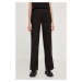 Nohavice Answear Lab X limitovaná kolekcia NO SHAME dámske, čierna farba, široké, vysoký pás