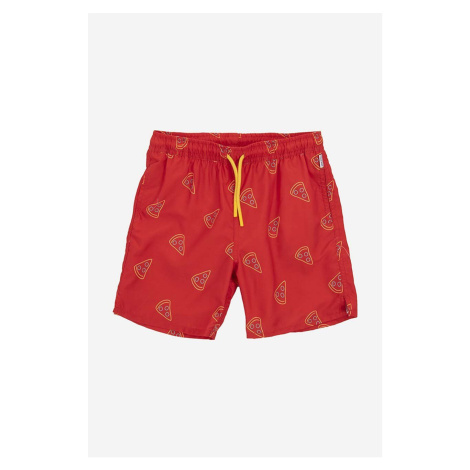 Detské krátke nohavice Happy Socks Pizza Slice červená farba, vzorované, nastaviteľný pás, KPZS1