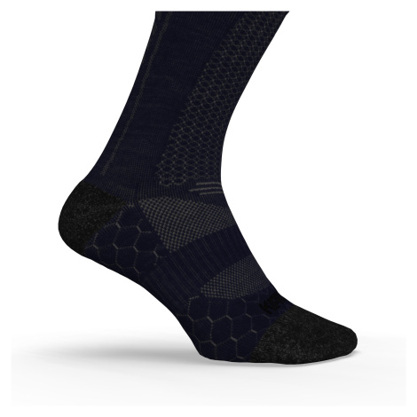 Ponožky na beh Run900 po lýtka s vlnou merino tmavomodré