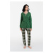 Women's pajamas Asama long sleeves, long legs - green/print
