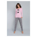 Pyjamas Dima long sleeves, long trousers - print pink/medium melange