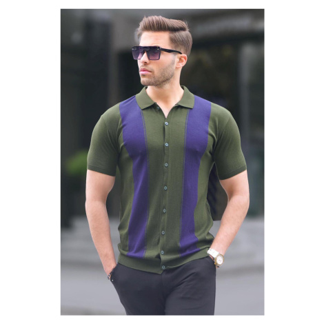 Madmext Khaki Polo Collar Knitwear Men's T-Shirt 6353