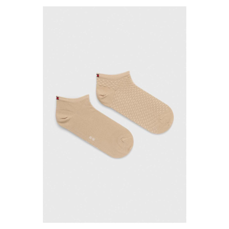Ponožky Tommy Hilfiger 2-pak dámske, béžová farba, 701227564