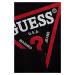 Detská bavlnená mikina Guess čierna farba, s nášivkou