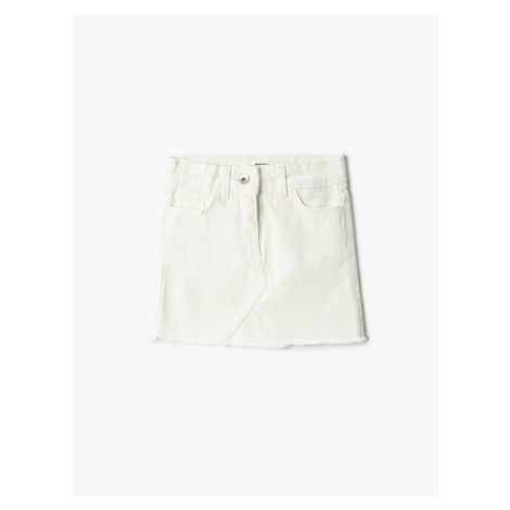 Koton Denim Mini Skirt with Pocket, Cotton, and Adjustable Elastic Waist.