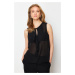 Trendyol Black Flounced Transparent Zero Sleeve Woven Blouse