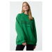 Trendyol Green Embroidery Detailed Oversize/Wide Fit Knitted Sweatshirt