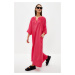 Trendyol Fuchsia V Neck Half Sleeve Aerobin Woven Kimono & Kaftan Dress