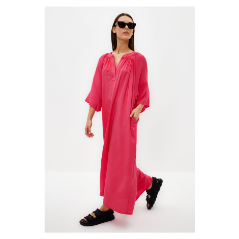 Trendyol Fuchsia V-Neck Half Sleeve Aerobin Woven Kimono & Kaftan Dress